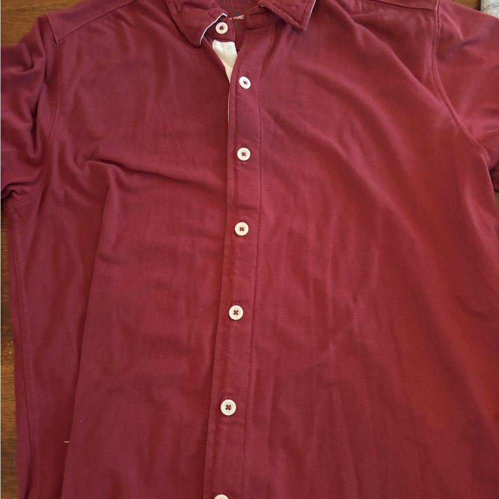 The Normal Brand Maroon Casual Button Down Shirt